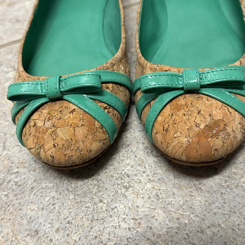 Kate Spade Cork with emerald green Ballet flats size 8 - Picture 2 of 6